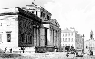 Die Royal Institution, Manchester, graviert von Richard Winkles, ca. 1836