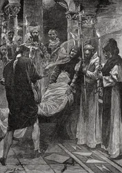 Die Beerdigung von König Ethelbert von Kent, aus dem Buch 