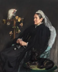 Alte Dame und ihre Haustiere, posiert von Mrs. William Sommerville