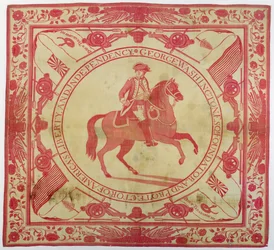Tuch mit Darstellung von George Washington (1732-99) zu Pferd, 1777-89