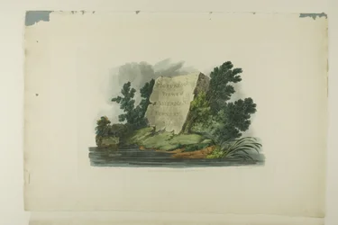 Titelseite, Vignette und Platte eins der ersten Ausgabe von Picturesque Views of American Scenery
