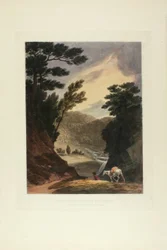 Ansicht in der Nähe der Schuylkill-Fälle, Pennsylvania, Platte fünf der ersten Nummer von Picturesque Views of American Scenery