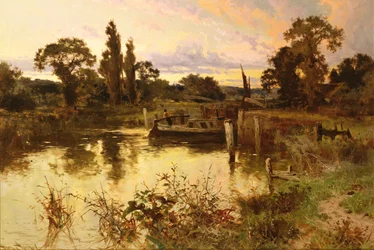 Der Fluss bei Sonnenuntergang