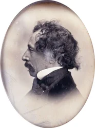 Profilporträt eines Gentlemans, identifiziert als Charles Dickens, um 1853-1855