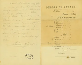 Brief von John Knapp, Camp Jackson, an seine Frau, 10. Mai 1861