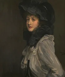 Dame in Grau und Schwarz