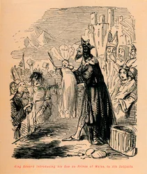 König Edward stellt seinen Sohn als Prinz von Wales seinen Untertanen vor, um 1860
