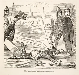 Die Landung von Wilhelm dem Eroberer, aus The Comic History of England, veröffentlicht 1864