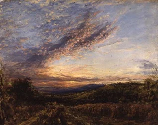 Sonnenuntergang über einer Moorlandschaft, frühe 1850er