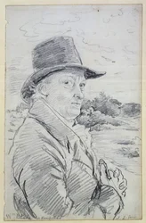 William Blake mit Hut, (Inschrift: Wm Blake at Hampstead) ca. 1825