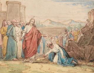 Ein älterer Mann bittet Christus