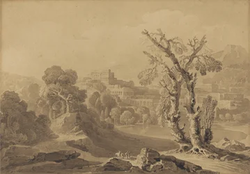 Unbetitelt: Klassische Stadt in einer Landschaft, 1816