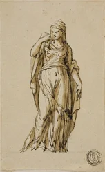 Stehende weibliche Figur, die sich nach links dreht