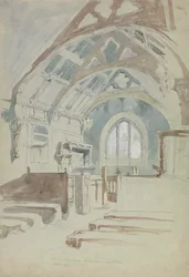 Innenansicht der Rag Chapel, Sir Robert Vaugns Anwesen, Nordwales