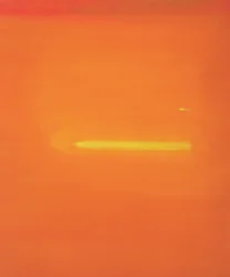 Orangenes Interieur mit Figur
