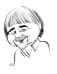 Alan Bleasdale Karikatur, englischer Fernsehdramatiker
