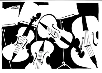 Streichquartett - Karikatur von John Minnion