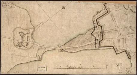 Plan des "Neck" und Befestigungen, übergeben an H.E. Gl. Gage, 30. Juni 1775