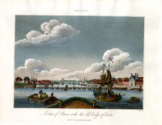 Ansicht von Rouen mit der alten Bootsbrücke