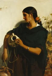Eine Zigeunerin als Wasserträgerin in Sevilla, 1855