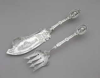 Fischgabel und Messer, ca. 1862-1870 (Silber)