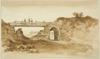 Provisorische Brücke auf der Coronation Road gegenüber dem New Gaol, ca. 1821