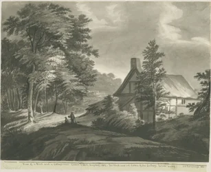 Rugeley - Cottage in der Nähe von Etchinghill: dunkle Sepia-Waschzeichnung, 1835