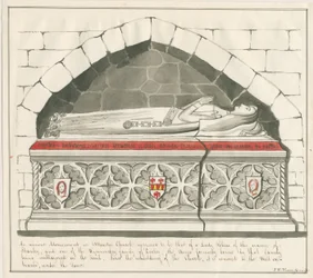 Uttoxeter Kirche - Grab der Äbtissin der Familie Kynnersley: Feder- und Tuschzeichnung, undatiert [Mitte 19. Jh.]
