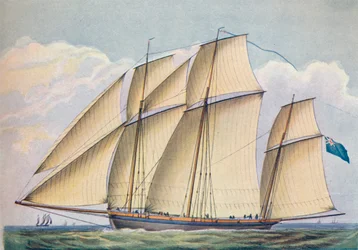 Bewaffneter Lugger mit allen Segeln gesetzt, 1825