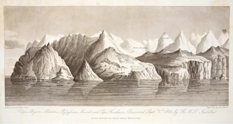 Cape Byam Martin, Pofsefsion Mount und Cape Fanshawe, entdeckt am 1. September 1818 von der HMS Isabella, Illustration aus 