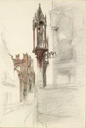 Studie einer Nische um das Grab von Cansignorio della Scala in Verona, 1869