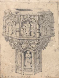 Ein Taufbecken in der Walsoken Kirche, Norfolk