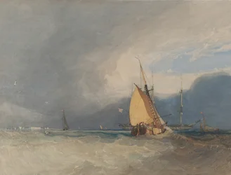 Boote vor der Küste, Sturm nähert sich, 1830