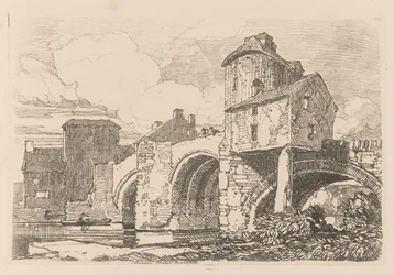 Liber Studiorum: Platte 26, Monnow Bridge, Monmouthshire, 1838