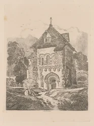 Liber Studiorum: Platte 36, Kirche in der Nähe von Durham, 1838