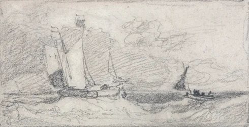 Segelboote und Boote in stürmischer See