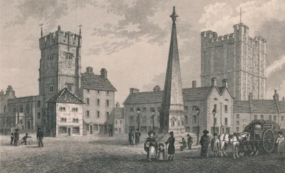 Marktplatz Richmond, Dreifaltigkeitskirche und Burg Richmond, 1831