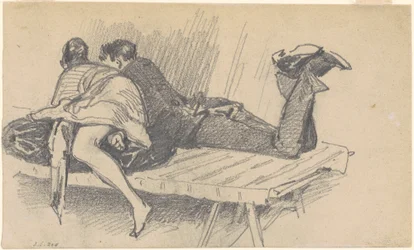 Paar auf einer Liege, ca. 1874-1877