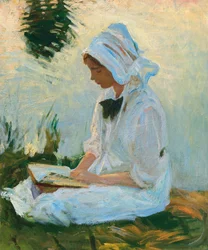 Mädchen liest am Bach, ca. 1888