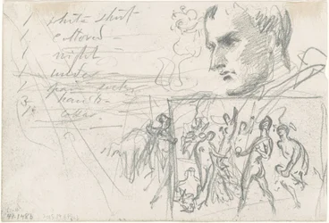 Napoleonischer Kopf und Urteil des Paris [verso]