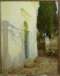 Schatten auf einer Mauer auf Korfu