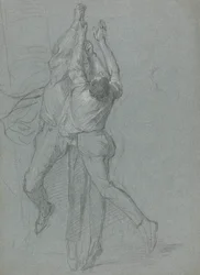 Studie von Matrosen, die eine Flagge für den Sieg von Lord Duncan hissen