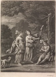 Pastorale Szene mit einem Schalmei-Spieler