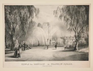 Ansicht des Brunnens im Franklin Square, Philadelphia