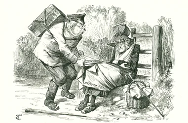 Deutschland stiehlt Großbritanniens Stellung als Weltmarktführer in Handel und Produktion. Karikatur von John Tenniel aus Punch, 5. September 1896.