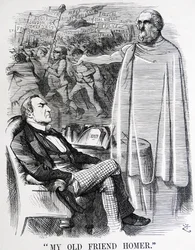 Politische Satire darstellend William Ewart Gladstone und seinen 