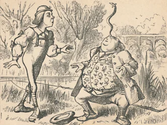 Der Junge und sein Vater, der einen Fisch auf der Nase balanciert