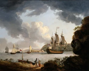 Ein Flaggschiff eines Admirals der Weißen in Plymouth Sound