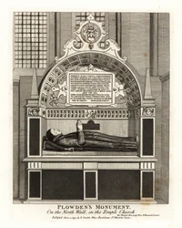 Edmund Plowdens Denkmal an der Nordwand in der Temple Church