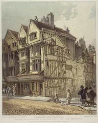 Häuser, die kürzlich auf der Nordseite von Long Land, Smithfield, standen, 1813